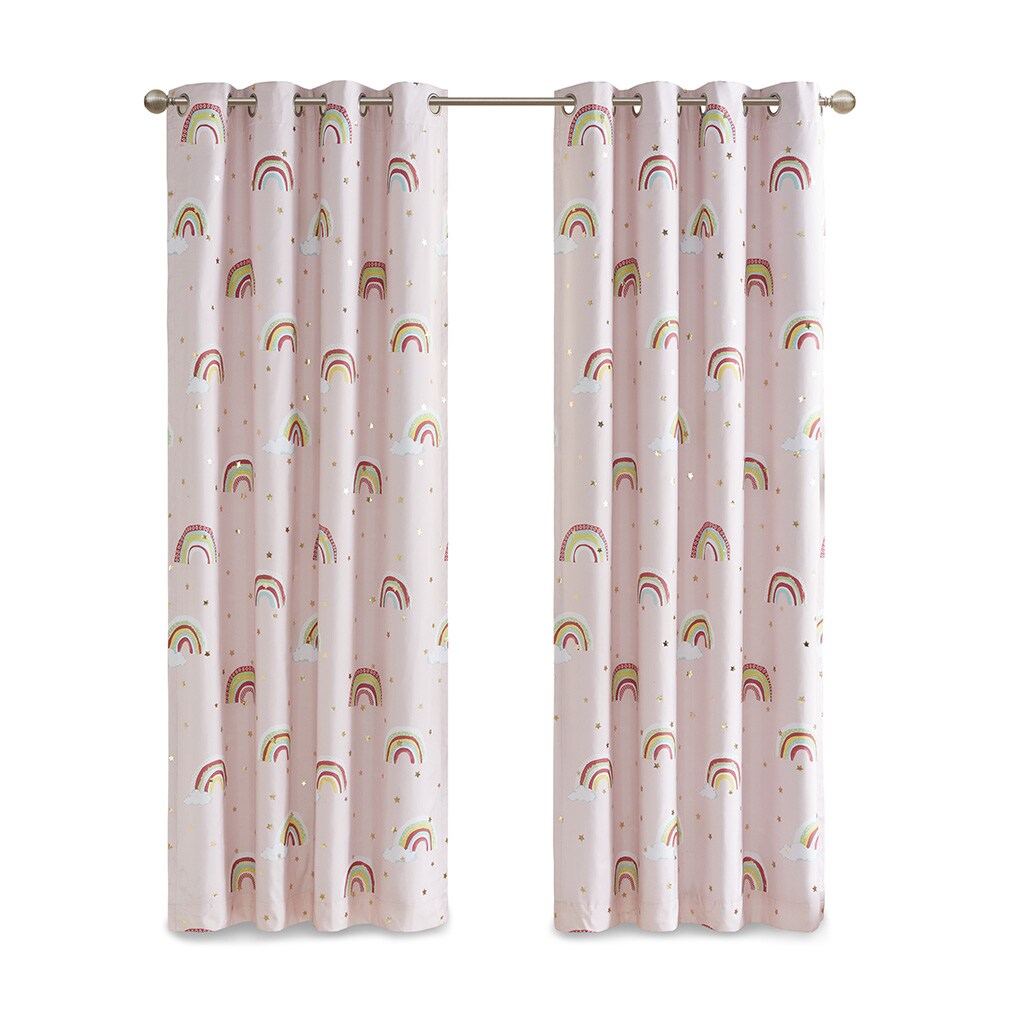Gracie Mills Pink Rainbow Star Blackout Curtain Panel Grace-14204 84 Inch