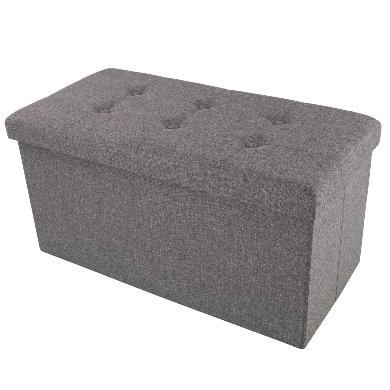 Lavish Home Charcoal Ottoman Folding Bench Storage Binwith Padded Lid 30 x 15 x 15