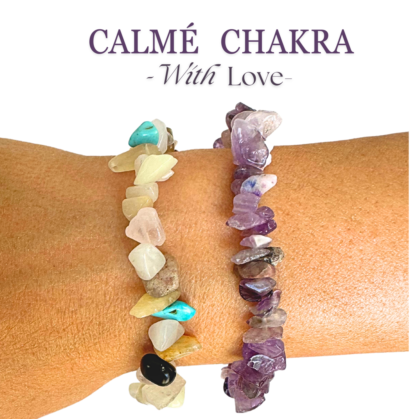 Handmade Natural Gemstones Colorful Chain Bracelet | Set of 2 | Quartz | Agate | Gemstone | Crystal Beaded | Crushed Stone | Chain Bracelet Set | Happiness and Mental Support Boost | WithLove