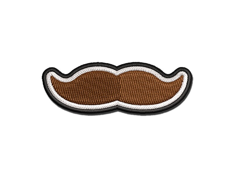 Mustache Solid Multi-Color Embroidered Iron-On or Hook & Loop Patch Applique