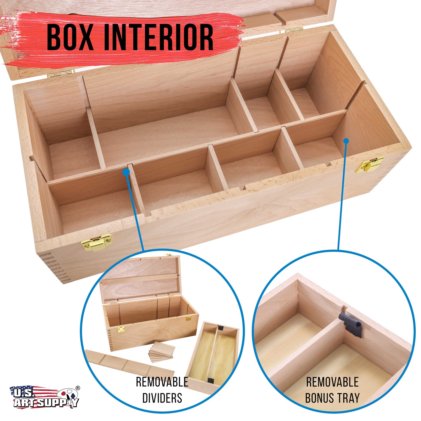 Artist Wood Pastel, Pen, Marker Storage Box with Drawer(s) (Large Tool Box)