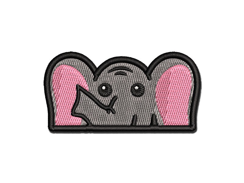 Peeking Elephant Multi-Color Embroidered Iron-On or Hook &#x26; Loop Patch Applique