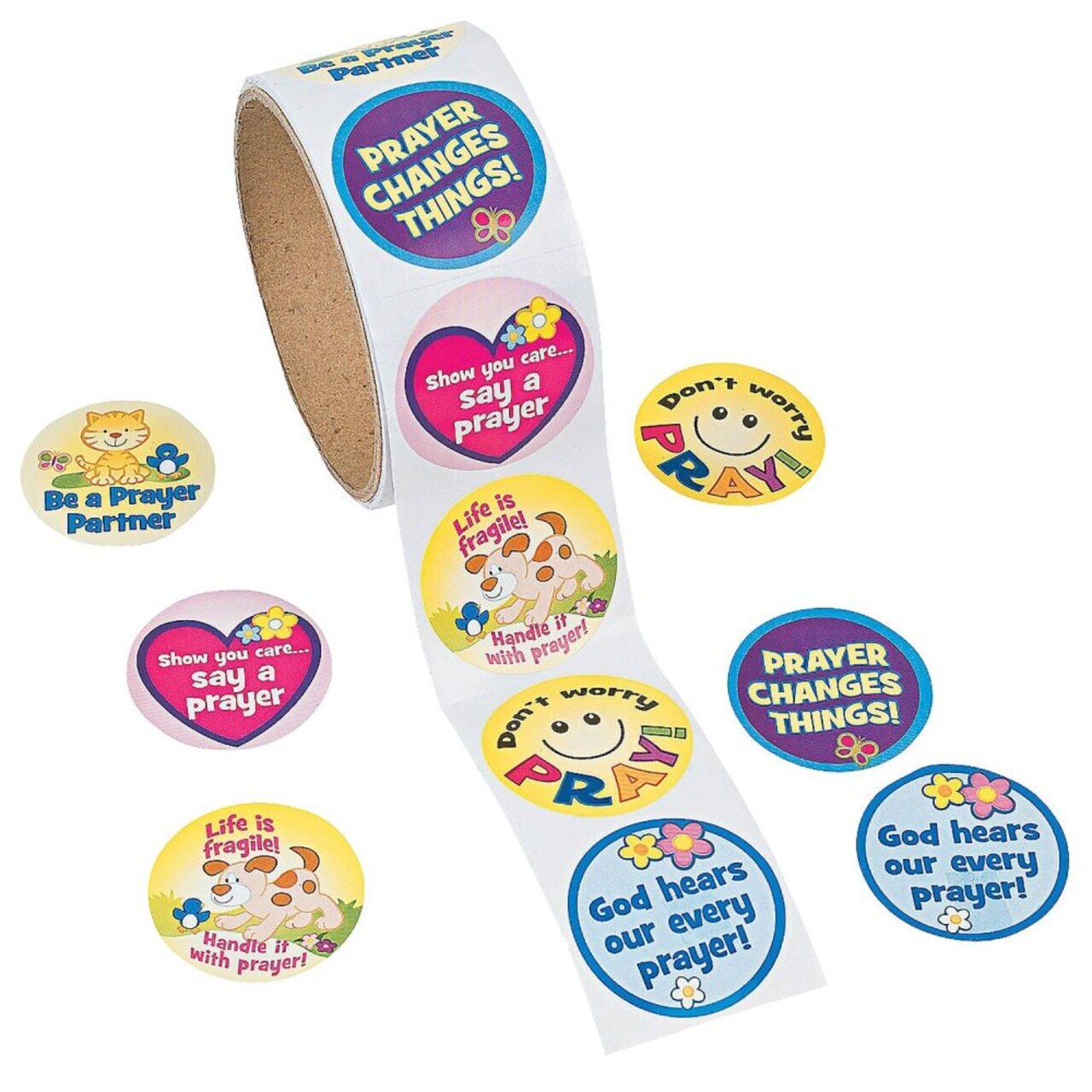 Religious Prayer Stickers Roll Vibrant stickers that add personality 11/2 inches | MINA&#xAE;