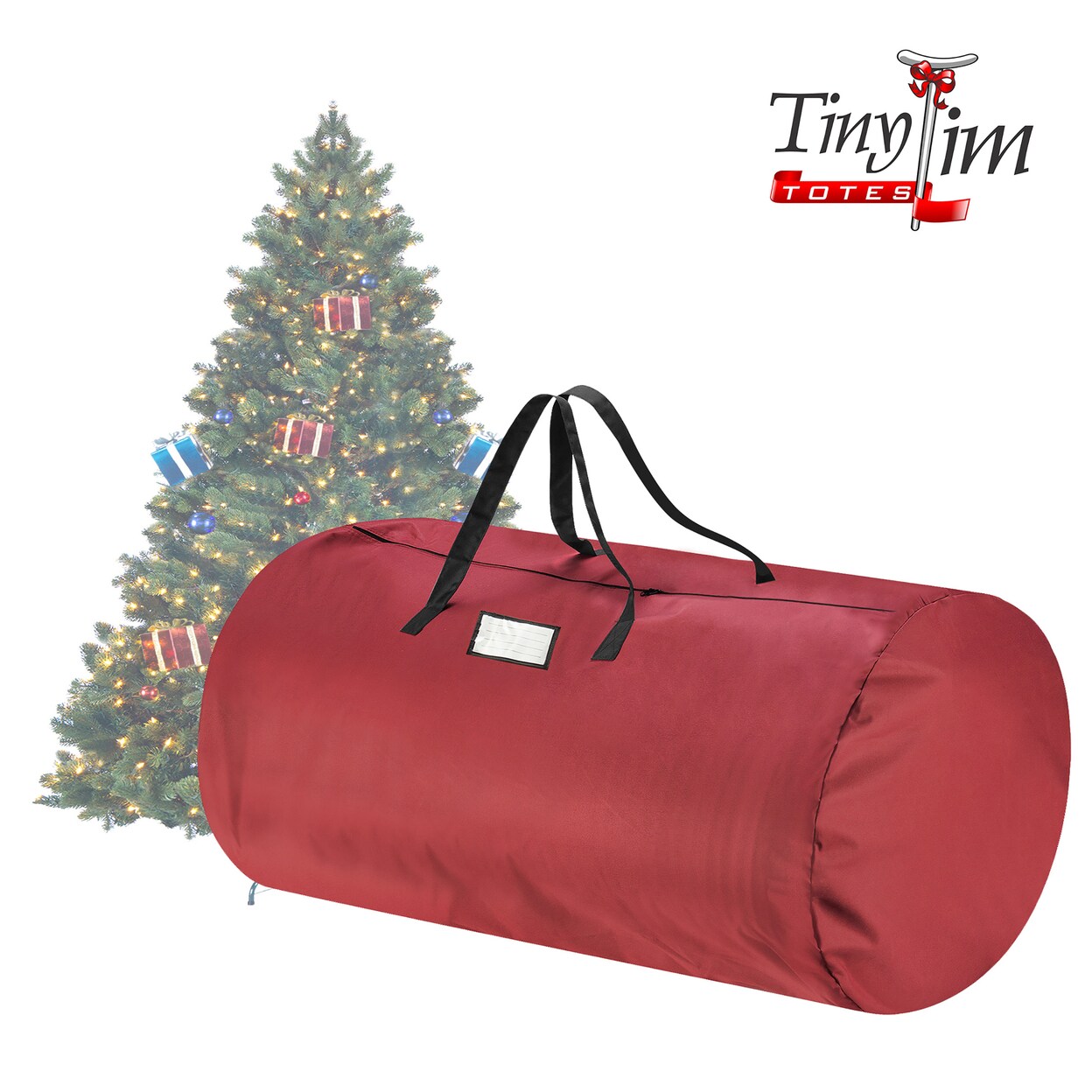 Red Christmas Tree Storage Bag Large 12 Foot Oxford Canvas Zip Closure 60X30x30
