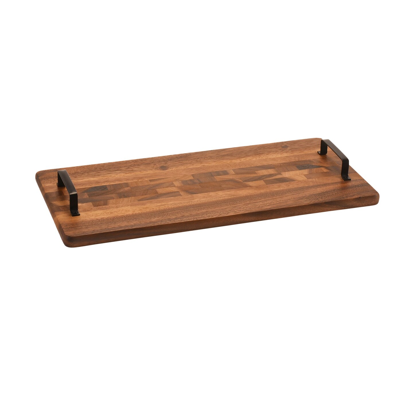 Wood Tray with Metal Handle
