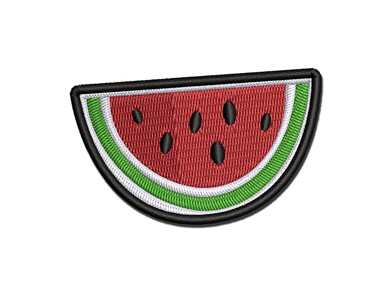 Watermelon Fruit Slice Multi-Color Embroidered Iron-On or Hook &#x26; Loop Patch Applique