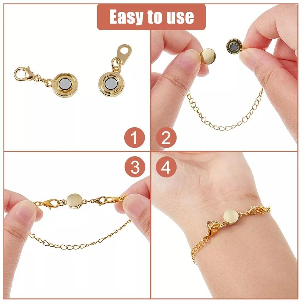 12X DIY Locking Magnetic Jewelry Clasp Lobster Ring Necklace Bracelets Hook Set