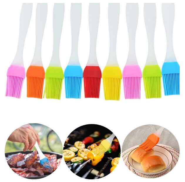 3 PCS New Oil Brush Silicone Baking Pastry Cream Yellow+Orange+Green