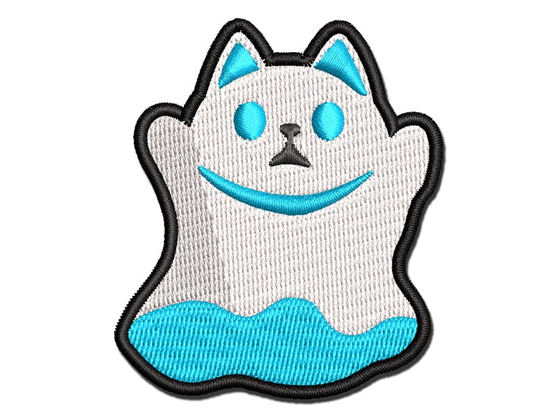 Spooky Ghost Cat Halloween Multi-Color Embroidered Iron-On or Hook &#x26; Loop Patch Applique