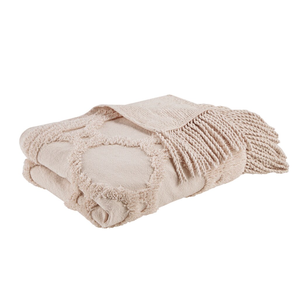 Gracie Mills   Frieda Cotton Tufted Chenille Throw with Fringe Tassels 50&#x22; x 60&#x22; - GRACE-13374