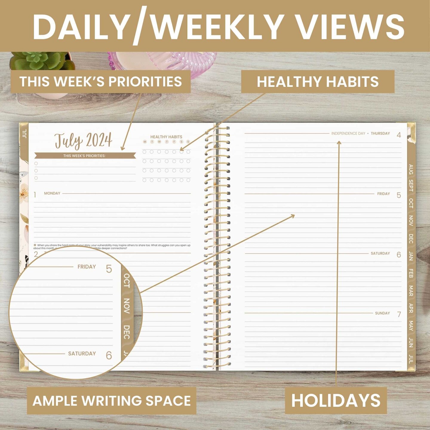 bloom daily planners 2024-25 Hard Cover Planner, 8.5" x 11", Butterfly Garden