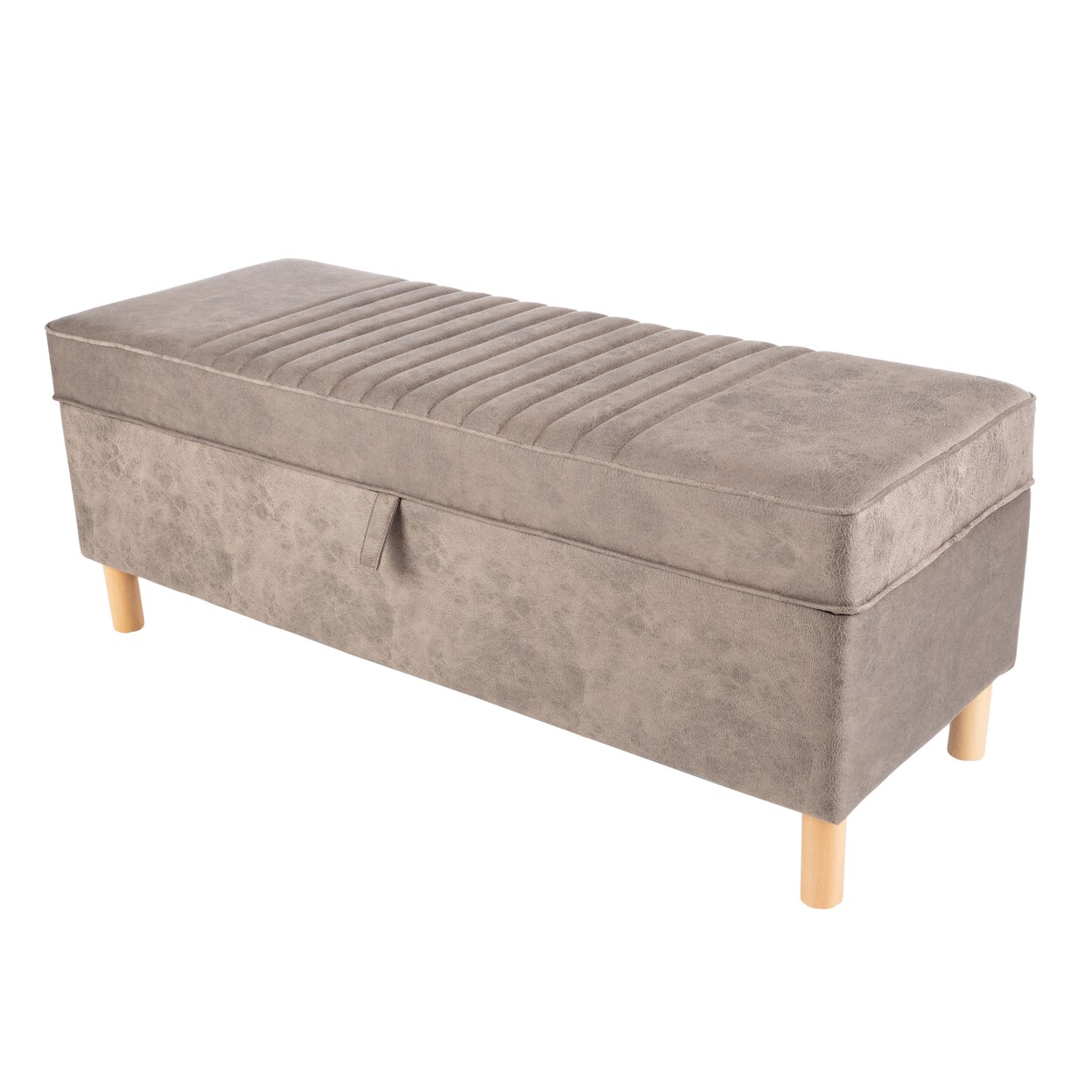Lavish Home Storage Ottoman Footrest Suede Upholstered Linen Chest Bedroom 15.7 In Tall