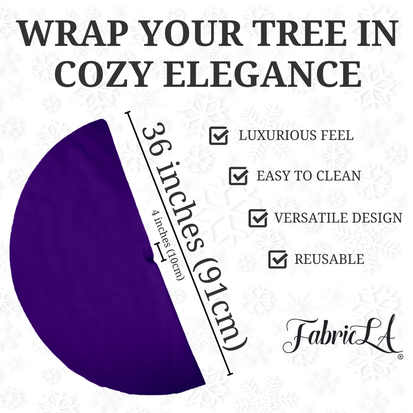 FabricLA Purple Faux Fur Tree Skirt Cut - 36 Inches with Rounded Edges (No Backing) for Holiday Decor