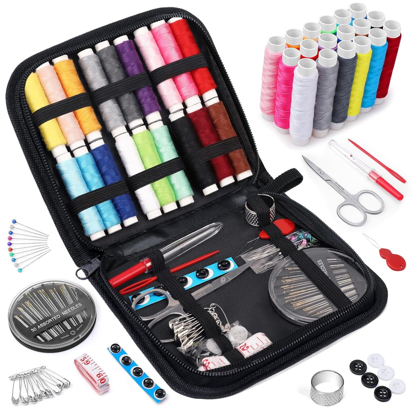 Sewing Kit Gifts for Grandma, Mom, Friend, Adults Beginner Kids Traveler, Portable Sewing Supplies Accessories with Case Contains Thread, Needle, Scissors, Measure Tape, Thimble