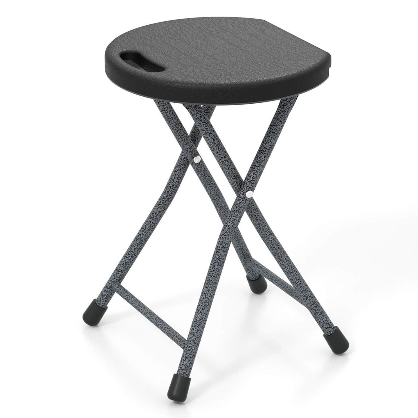 Costway 1/2 PCS 18"H Folding Stool Portable & Foldable Camping Chair with Built-in Handle Black