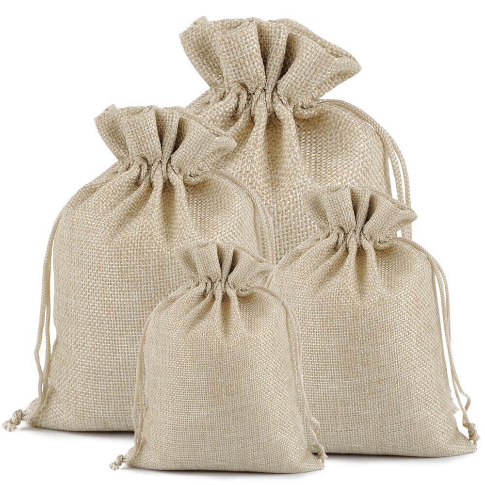 SKUSHOPS Burlap Bags Linen Jewelry Pouches Jute Hessian Gift Bag Wedding Favor
