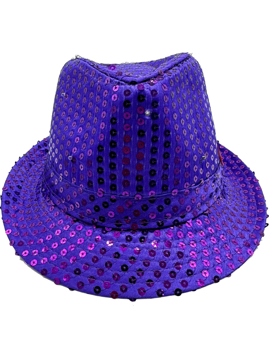 Adult's LED Light Up Purple Sequin Fedora Jazz Hat Costume Accessory