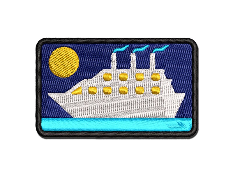Vacation Cruise Ship Boat Multi-Color Embroidered Iron-On or Hook &#x26; Loop Patch Applique