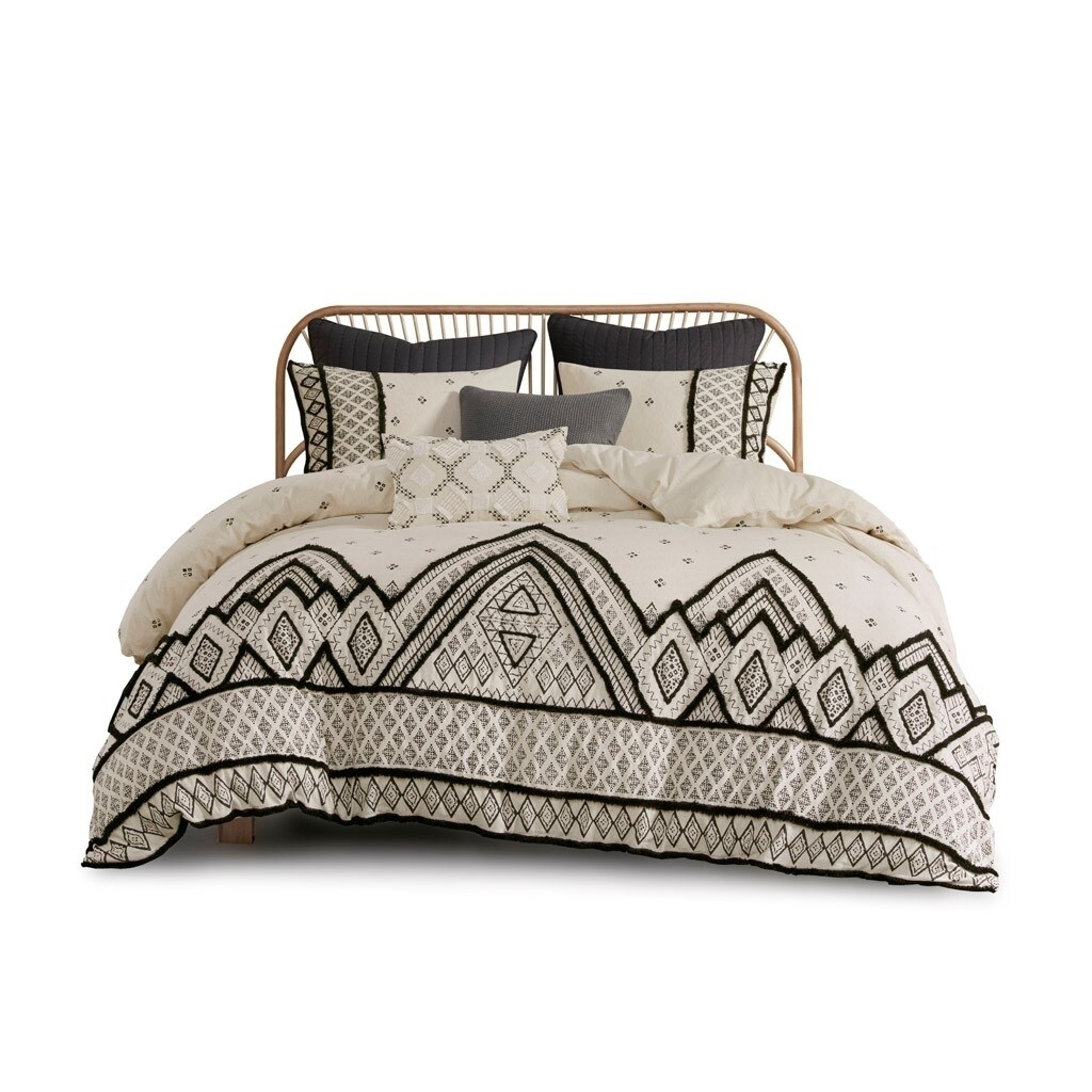 Gracie Mills Fannie Boho Eclectic Cotton And Flax Linen Blend Comforter Set - Grace-13949