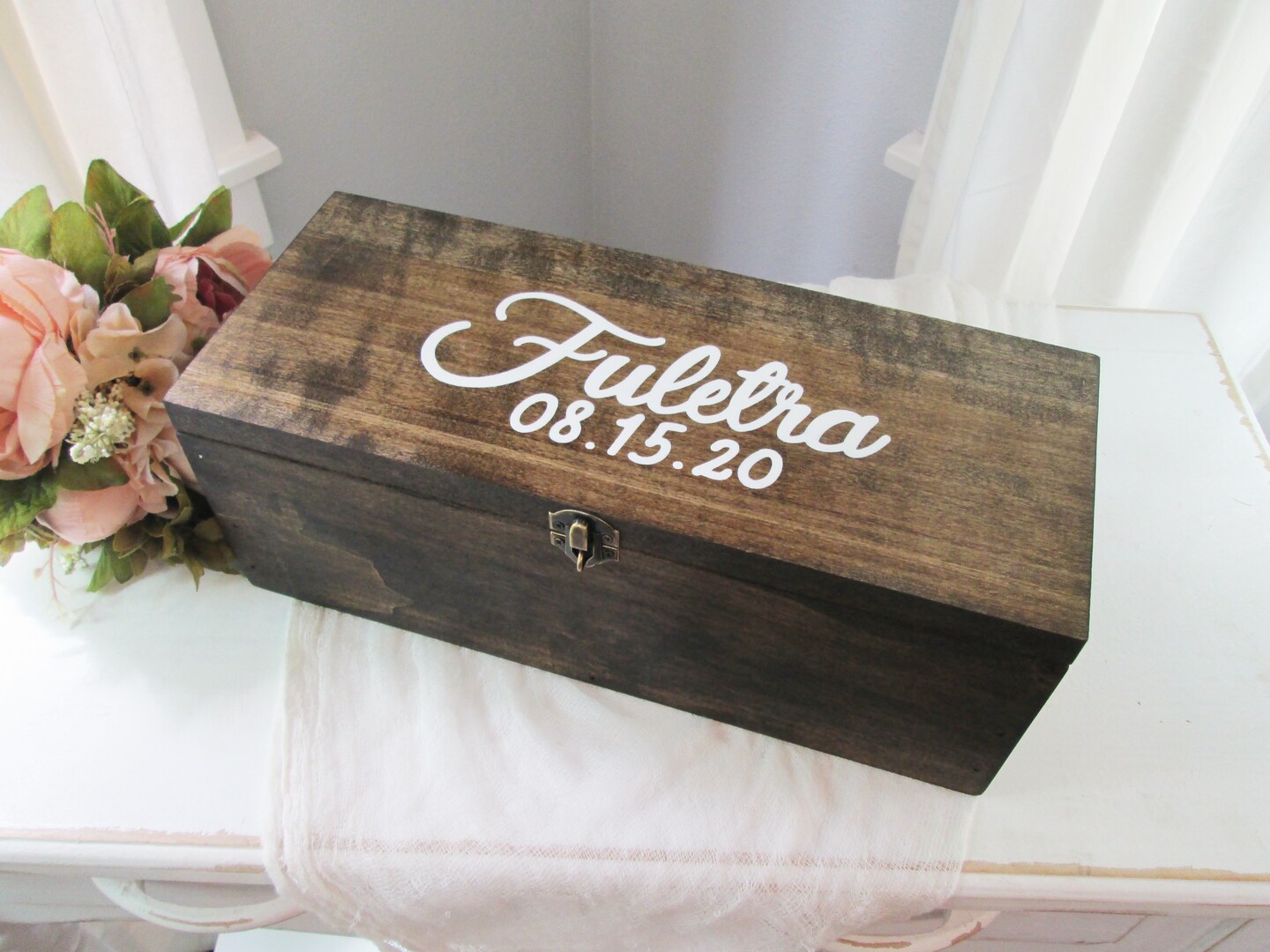 Personalized wine box buy for your alternative wedding unity ceremony, wooden anniversary gift