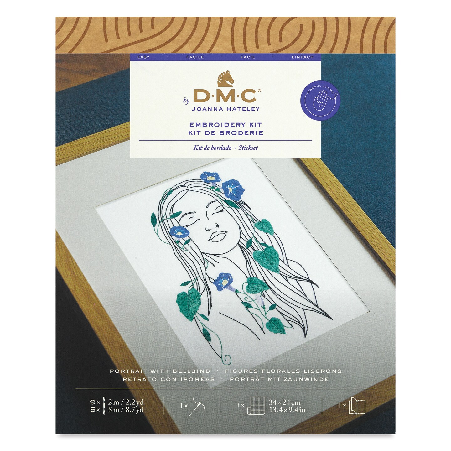 DMC The Designer Collection Embroidery Kits - “Portrait with Bellbind” by Joanna Hateley, Beginner