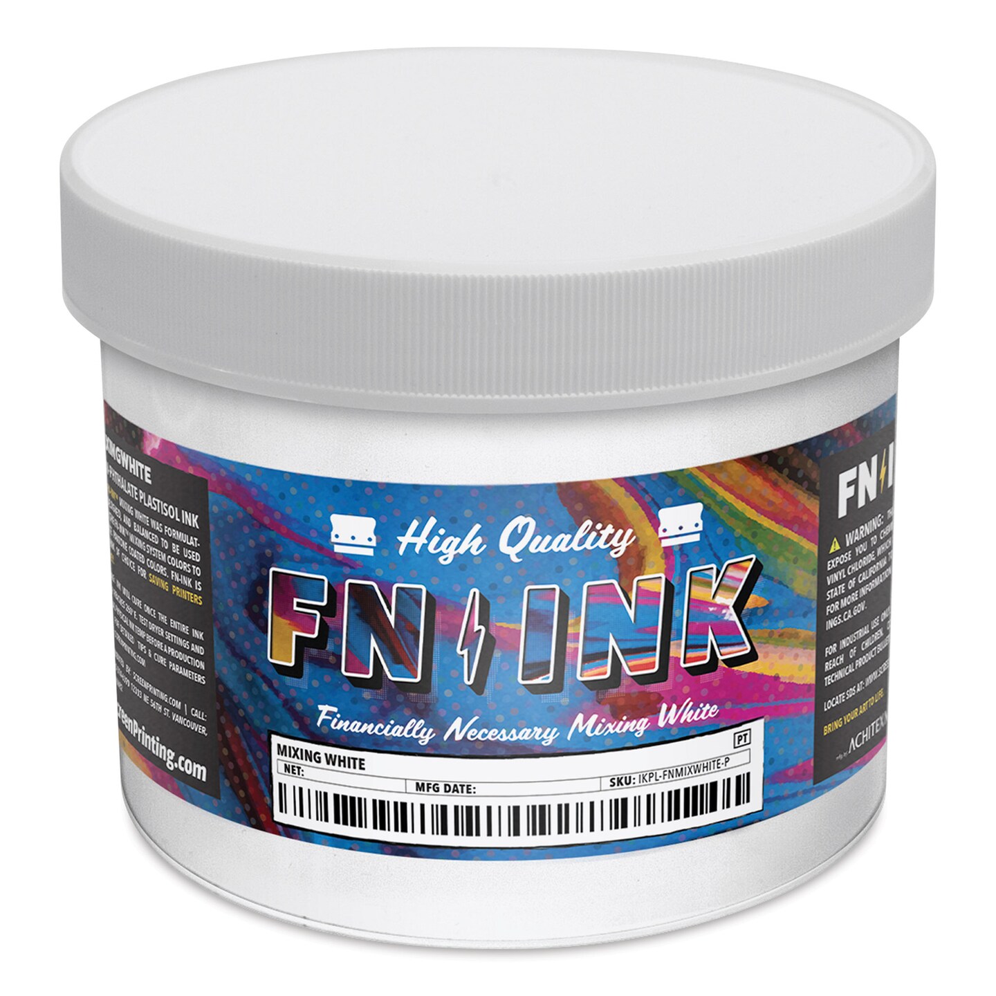 FN Ink Plastisol Screen Printing Ink - Mixing White, Quart