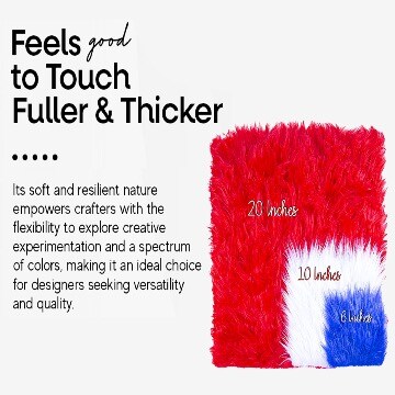 FabricLA | Faux Fur Fabric Square | 12&#x22; X 12&#x22; Inch Wide Pre-Cut Shaggy | Fake Fur Fabric | DIY, Craft Fur Decoration, Fashion Accessory, Hobby | Red