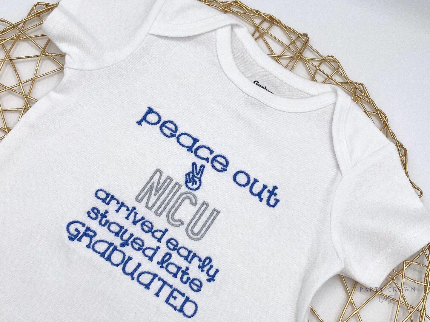 Embroidered NICU Onesie • Hosptial Onesie • peace out NICU, arrived early, stayed late, graduated • Nicu Graduate • NICU Take Home outfit product 5