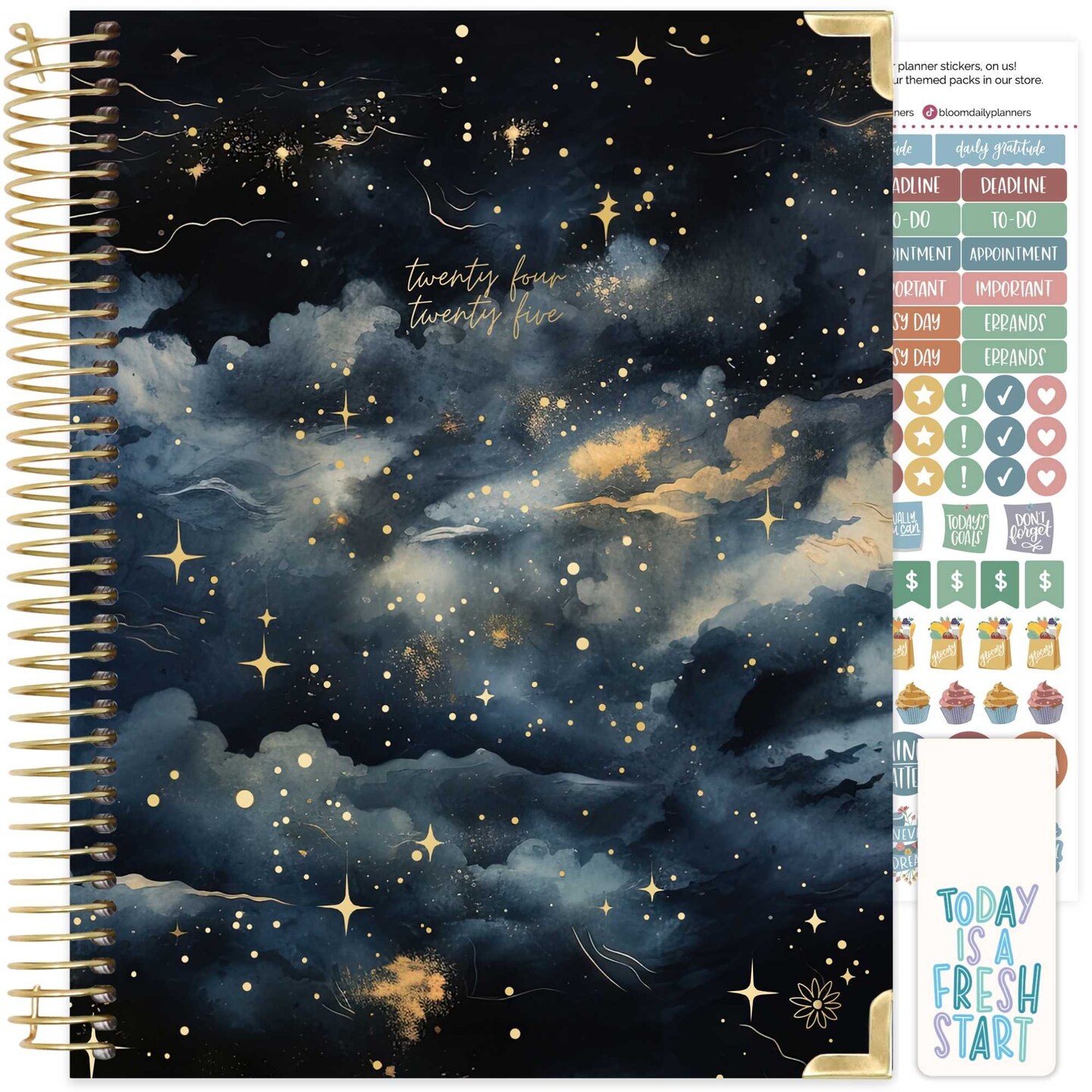 bloom daily planners 2024-25 Hard Cover Planner, 8.5&#x22; x 11&#x22;, Midnight Sky
