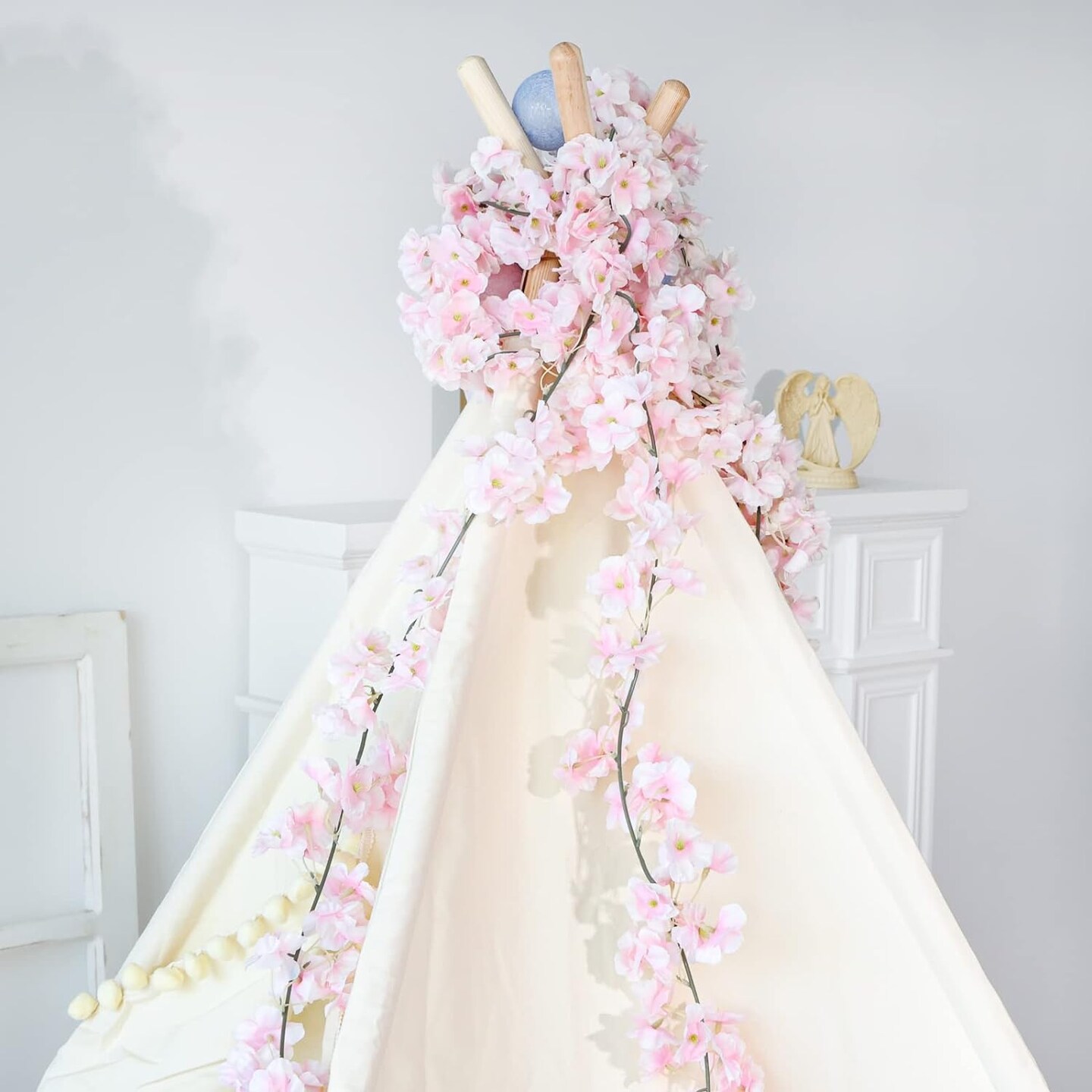 Japanese Cherry Blossom Flower Vines: 6pcs Artificial Silk Garlands for Outdoor and Home Décor