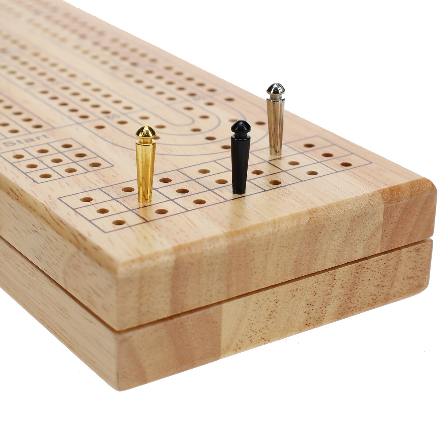 Pacific Shore Games Wooden Cribbage Board Game Set, Continuous 3 Track