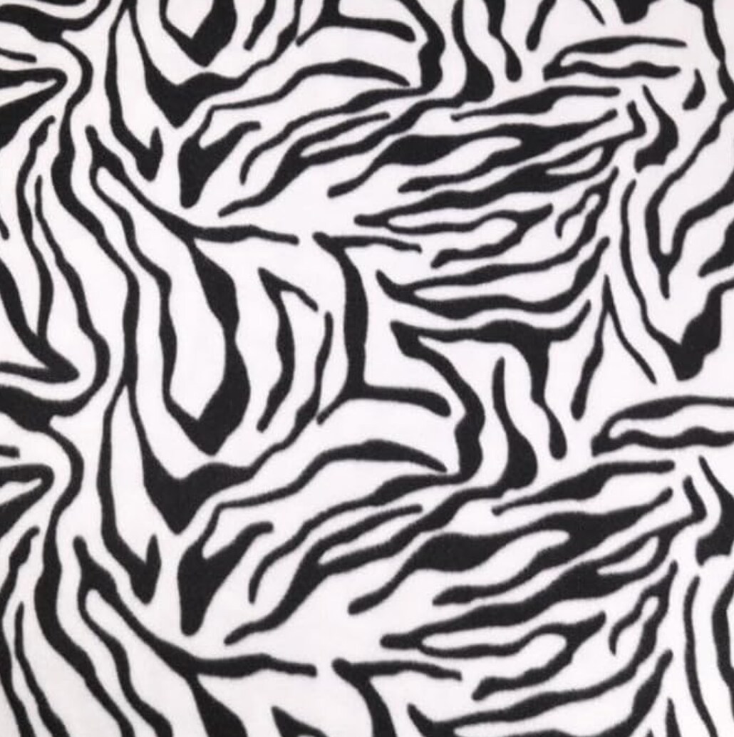 FabricLA | Fleece Fabric By The Yard | 36"X60" Inch Wide | Anti Pill Polar Fleece | Soft, Blanket, Throw, Poncho, Pillow Cover, PJ Pants, Booties, Eye Mask - Zebra - White Black (1 Yard)