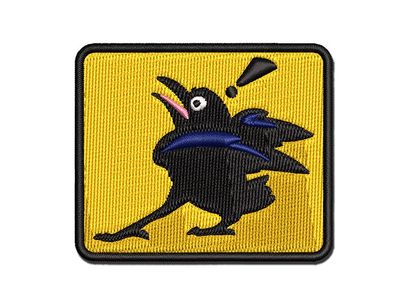 Shocked Surprised Raven Bird Crow Multi-Color Embroidered Iron-On or Hook &#x26; Loop Patch Applique