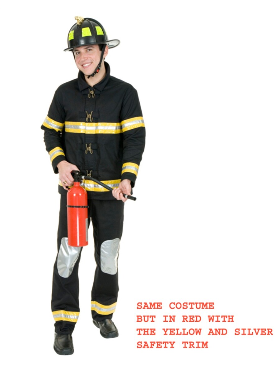 Adult Men&#x27;s Red Firefighter Fireman Bunker Gear Costume