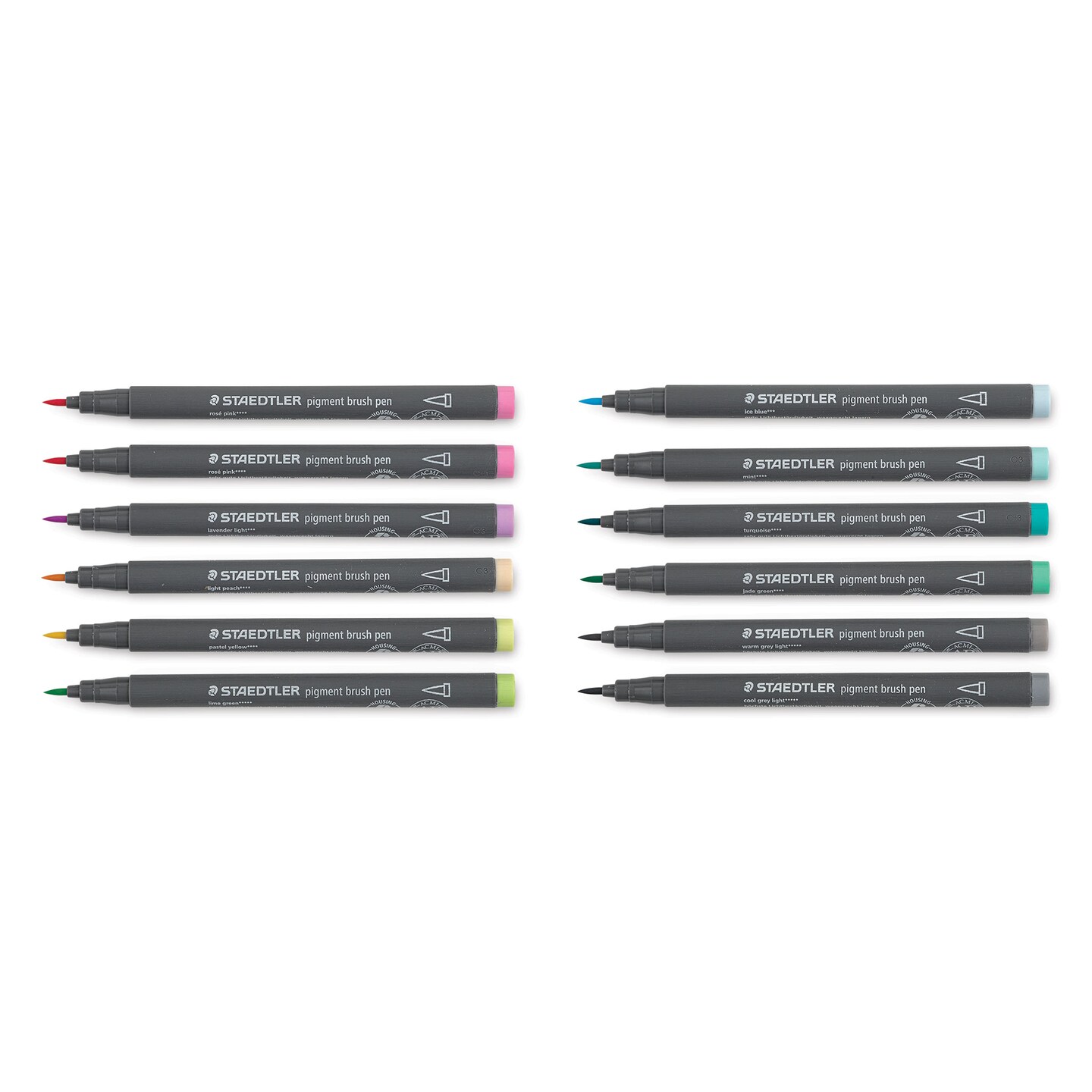 Staedtler Pigment Arts Brush Pens - Pastel Colors, Set of 12