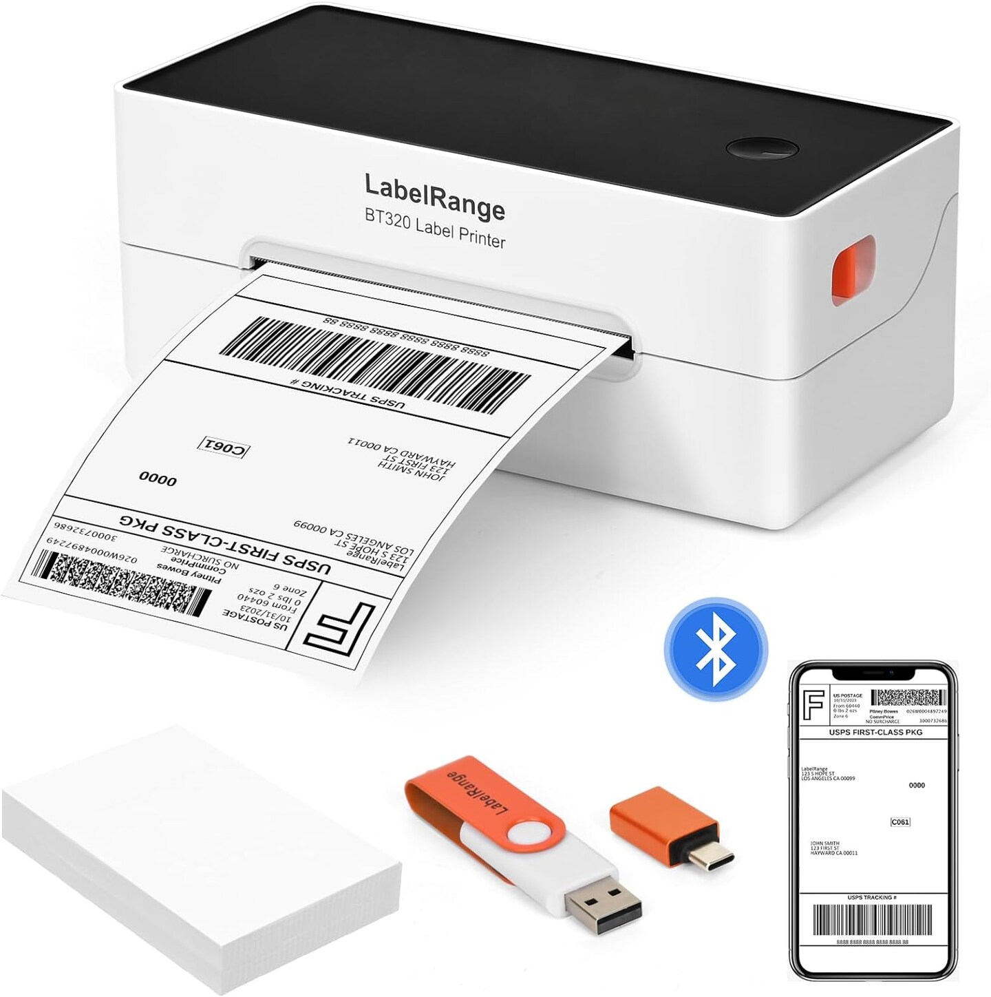 LabelRange&#xAE; - Ecommerce Label Printer | Bluetooth Thermal BT320 - 4x6&#x22; for Shipping Small Business