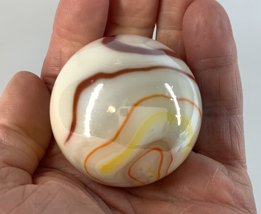 Toe Breaker 50mm (2") GELATO White Swirl Marbles glass Toebreaker HUGE
