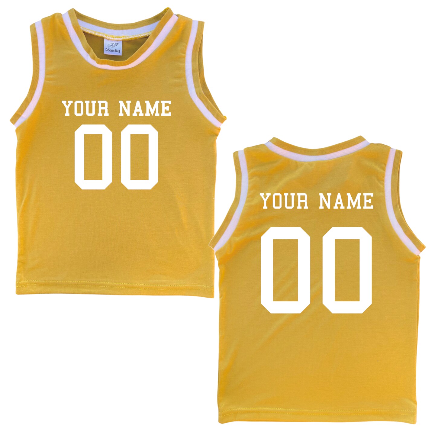 Custom Sleeveless Basketball Sport Jersey for Babies and Toddlers-Personalized with Name and Number (Front and Back) product 2