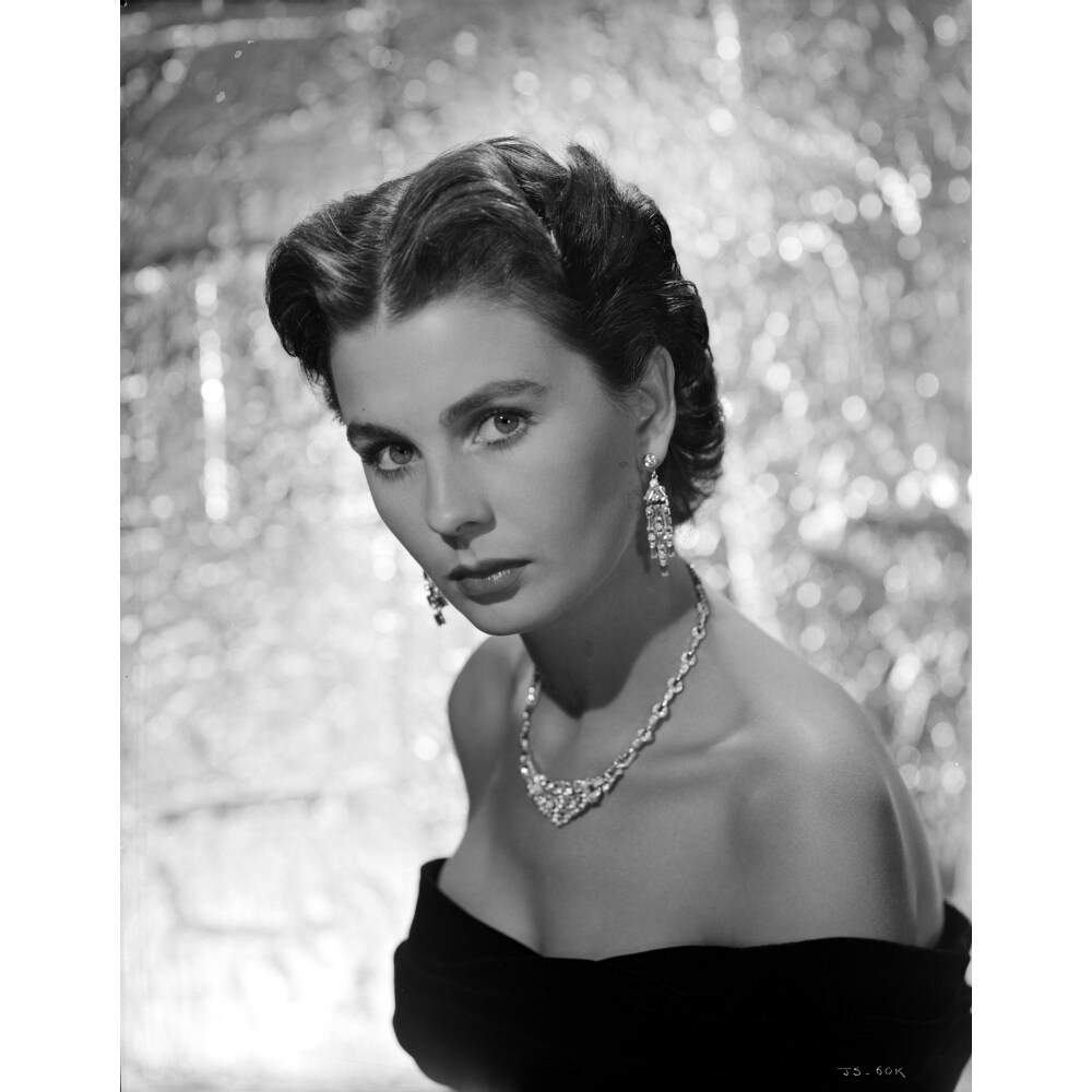 Posterazzi Jean Simmons Portrait in Black Off Shoulder Dress and Necklace Photo Print