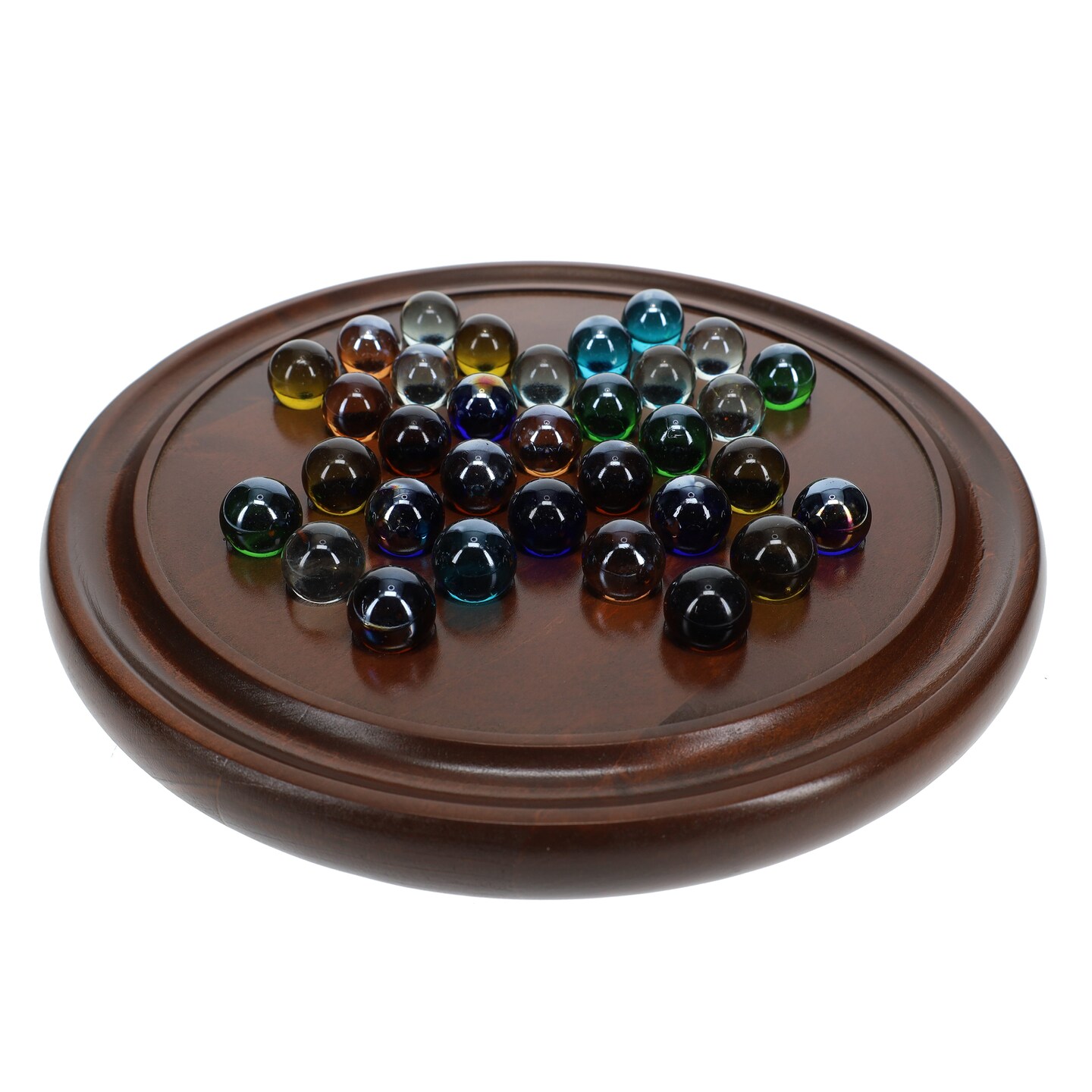 WE Games Marble Solitaire Game - Solid Maple Wood with Hand Blown Glass Marbles - 12 in. (Made in USA)