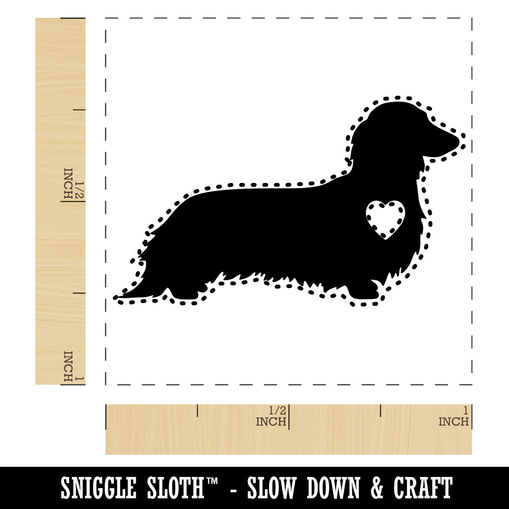 Long Haired Dachshund Dog with Heart Self-Inking Rubber Stamp Ink Stamper