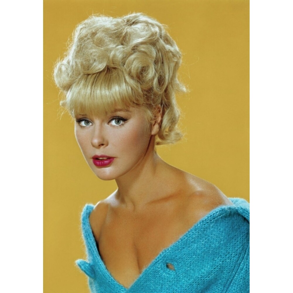 Posterazzi Elke Sommer - Blue Top/ Yellow Background Photo Print (8 x 10) - Item  DAP17860