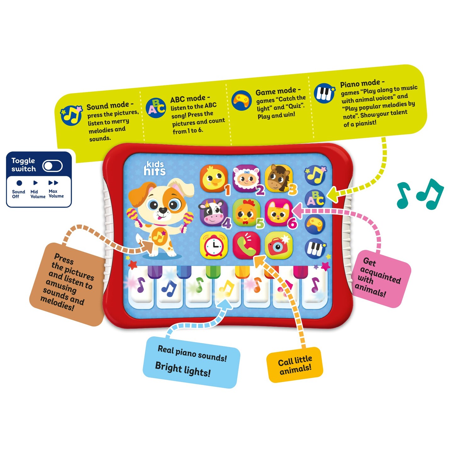 Kids Hits Educational Toddler Hit Pad with lights Toy Music Fun
