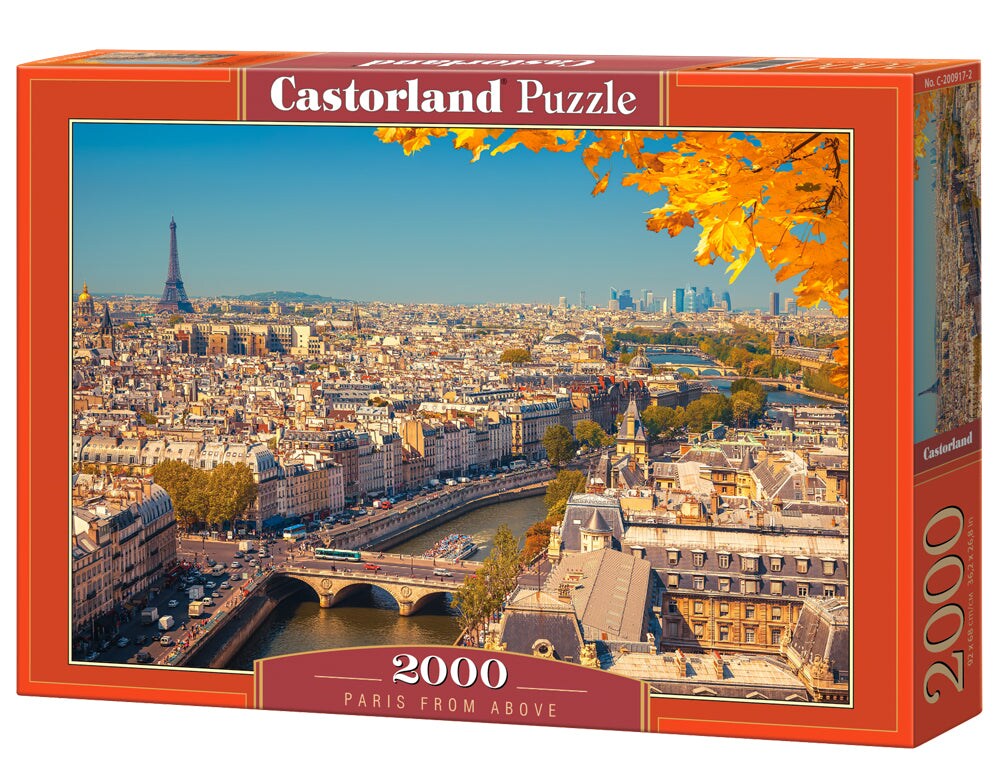 2000 Piece Jigsaw Puzzle, Paris from Above, Cityscape, Seine river, France, Adult Puzzle, Castorland C-200917-2