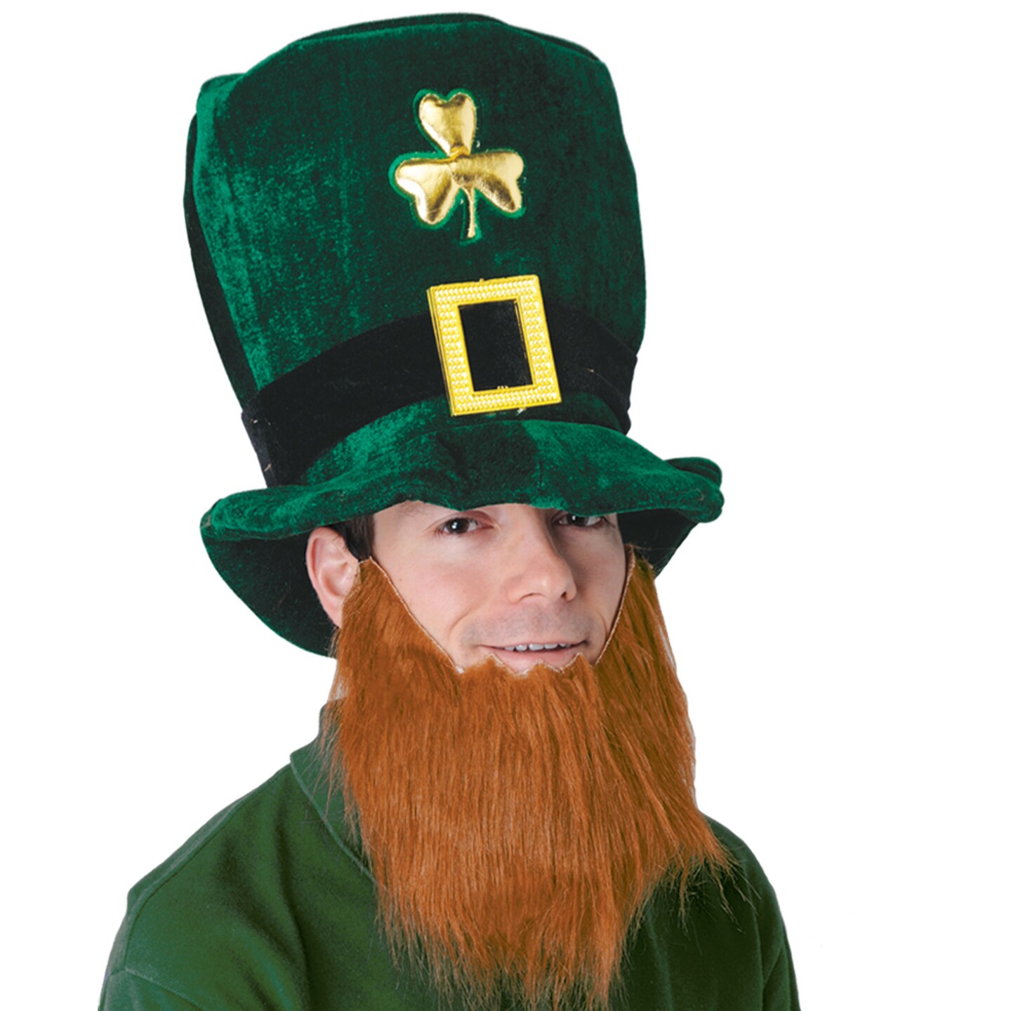 St. Patricks Theme - Plush Leprechaun Hat with Beard - Pack of 6