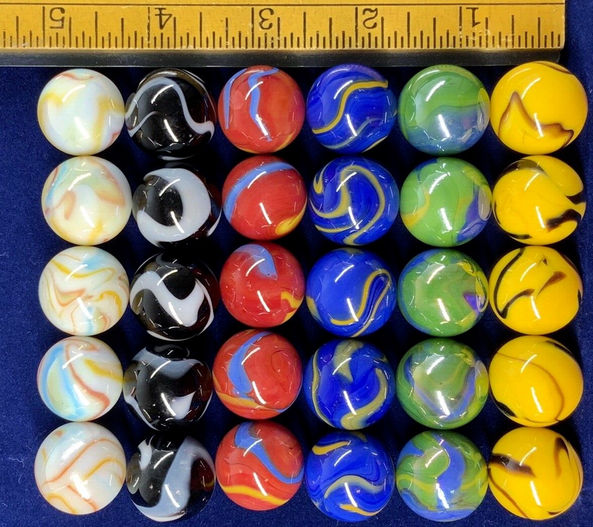 22mm (7/8&#x22;) Large 30 DELUXE w/Drawstring Storage Bag Replacement Marbles Aggravation Wahoo Dirty Marbles Chinese Checker Board game GLASS