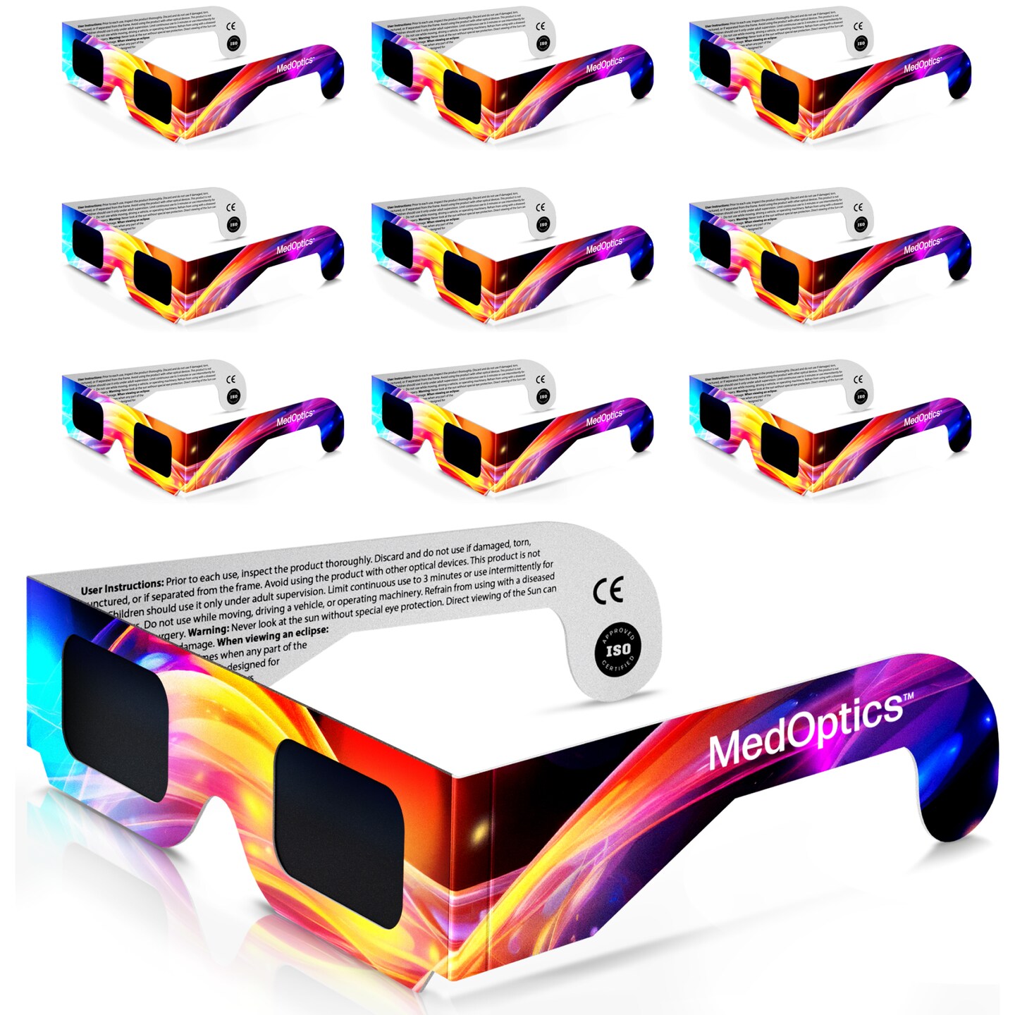 Solar Eclipse Glasses Approved 2024 (10 Pack) - AAS, ISO &#x26; CE Certified for All Ages - Lab Tested - Includes Eclipse Path Map - Clear Visibility, One Size Fits All, Non-Scratch Lens Viewing