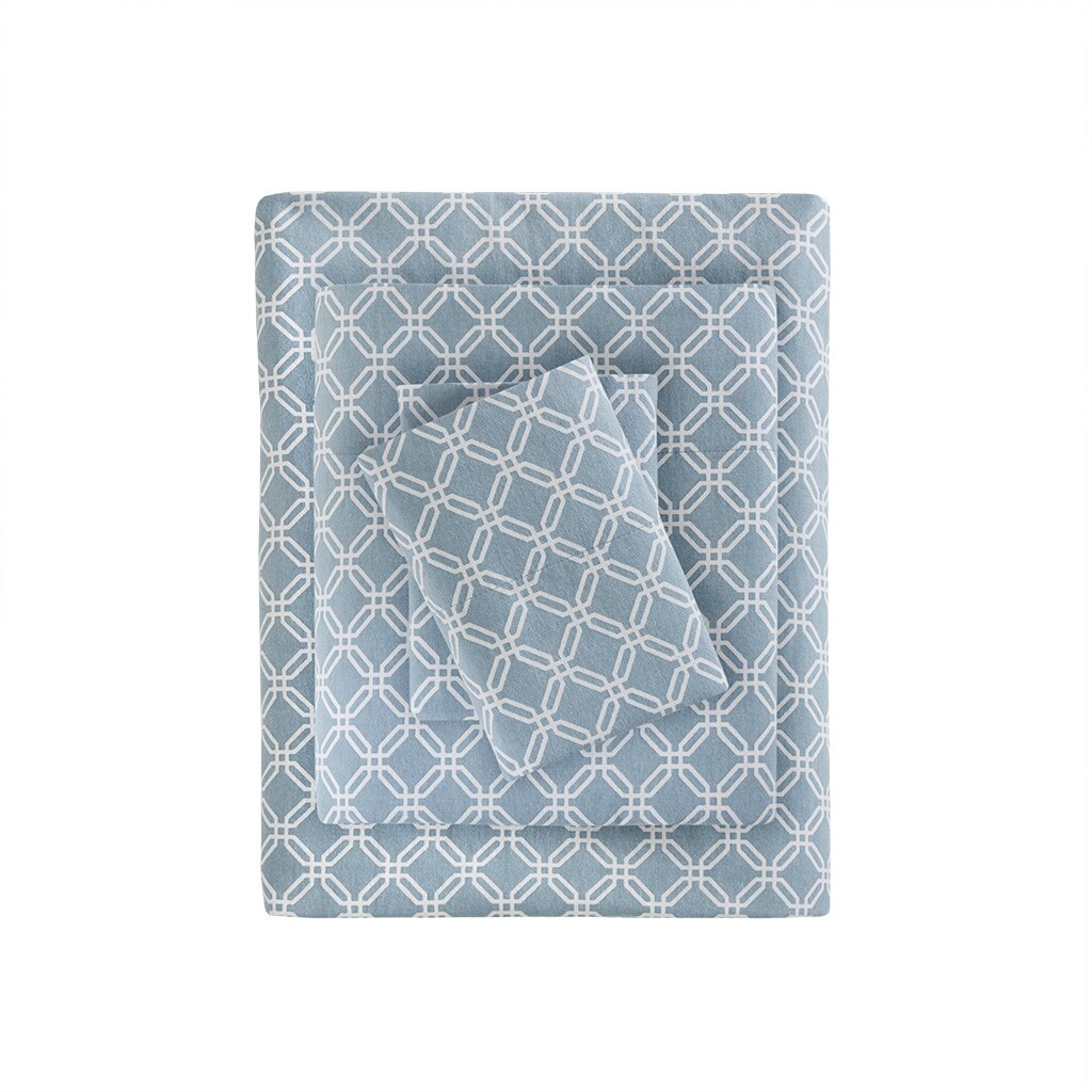 Gracie Mills Persephone 4-Piece Cotton Flannel Sheet Set Twin Gray Grace-7549