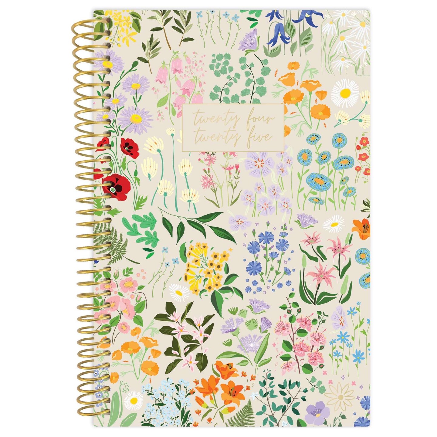 bloom daily planners 2024-25 Soft Cover Planner, 4&#x22; x 6&#x22;, Garden Party, Beige