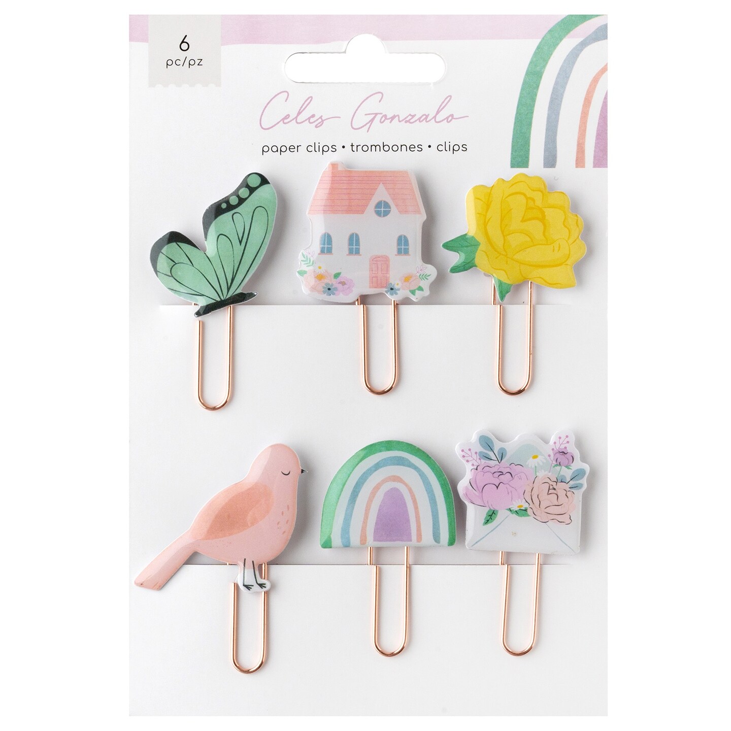 American Crafts Rainbow Avenue Paper Clips-6/Pkg